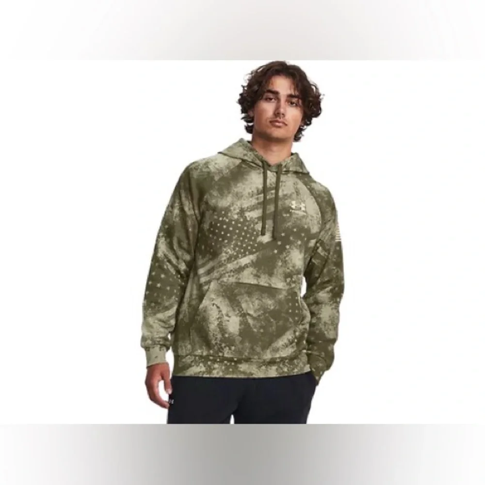 Under Armour Men's Freedom Amp Marine OD Green/Khaki Hoodie Medium Discontinued